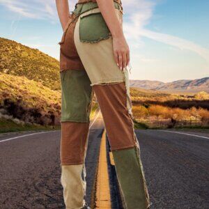 Shein Pants Adult Green Brown Beige Patchwork Women’s Medium